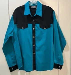 Camisa occidental de colección Ozark Mountain Jean Company para mujer verde azulado y negro talla grande - Imagen 1 de 14