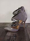 Schultz Stilleto High Heel Pumps Strappy Sandals Dress Shoes Size 7.5 B Gray