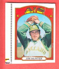 1972  TOPPS  CATFISH HUNTER    BLANK BACK  SHEET CUT PROOF  HOF