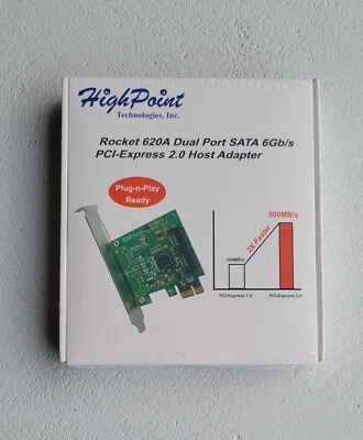 HighPoint Rocket 620A (2 Channel) Dual Port SATA 6Gb/s PCI-E x1 Low Profile Host - Image 1 of 4