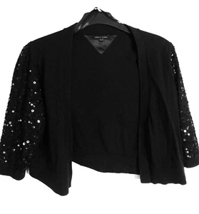 kurze TOMMY HILFIGER Strickjacke Bolero Gr. S / 36 schwarz mit Pailletten - Bild 1 von 3