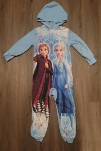DISNEY FROZEN ZIP UP FLEECE SLEEPER/PAJAMAS - ELSA, ANNA - GIRLS SIZE XS - Picture 1 of 4