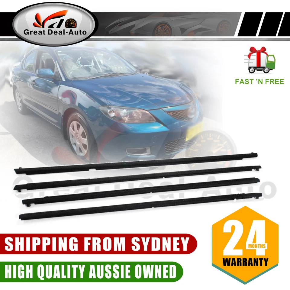 4PCS Outer Door Weather Window Rubber Seal for Mazda 3 BK seires Sedan only - image 1 of 1