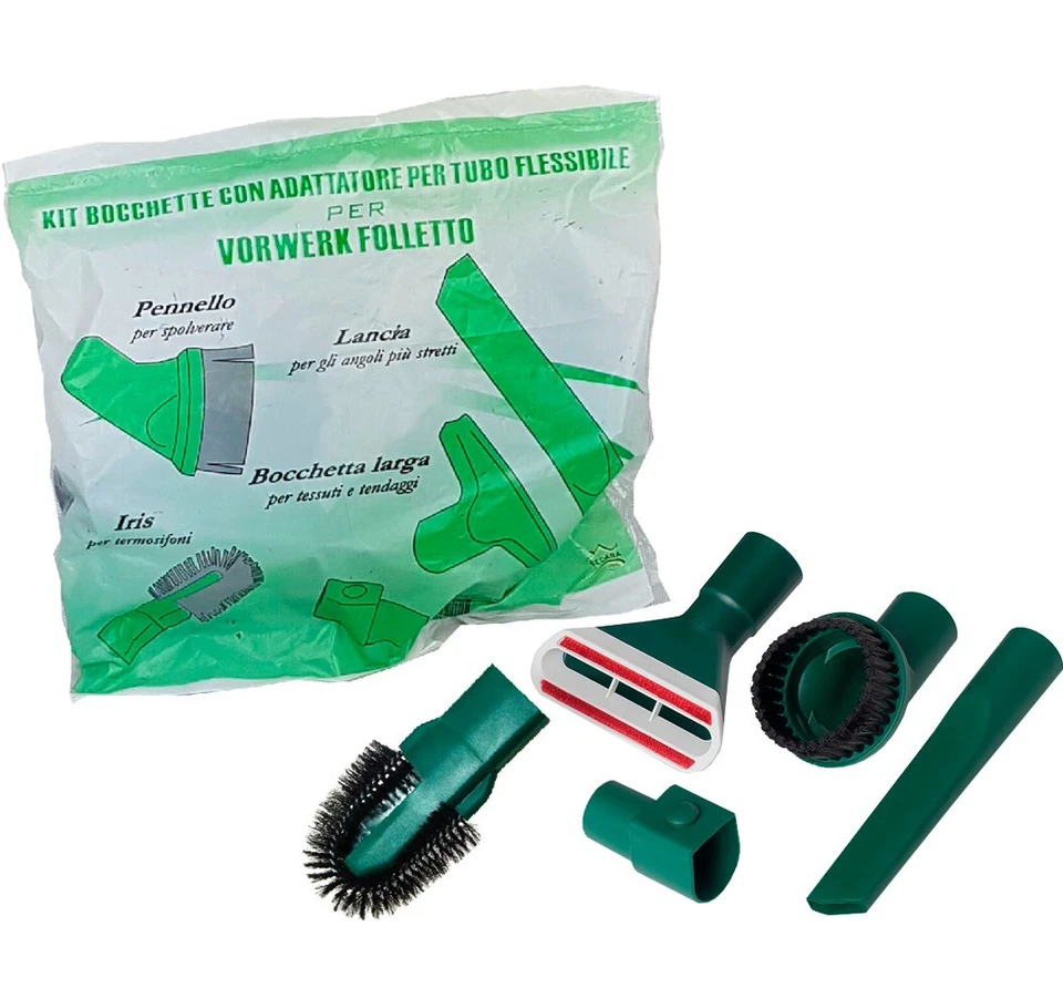 KIT 5 BOCCHETTE FOLLETTO PER TUBO ASPIRAPOLVERE VORWERK VARI MODELLI IRIS LANCIA
