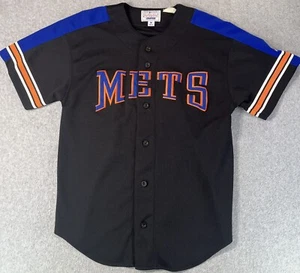 Camiseta de béisbol Starter New York Mets MLB para hombre mediana vintage negra azul botón #16 - Imagen 1 de 9