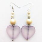 Boucles d'oreilles vintage violet coeur fausse perle rétro bijoux style années 80