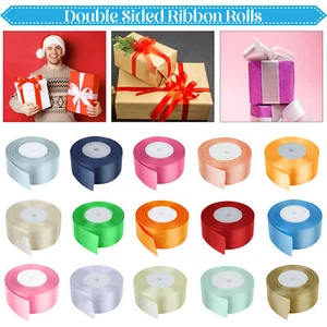 25 Metres Double Sided Satin Ribbons 40mm 50mm for Clothing Bow Making Gift Wrap - Picture 1 of 47