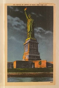 Statue of Liberty At Night ~ Dramatic & Patriotic New York City Linen Postcard - Picture 1 of 2