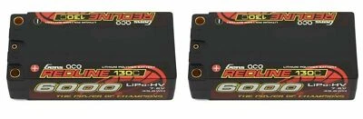 2 Pack Gens Ace Redline 6000mAh 2S 7.6V 130C RC HardCase HV Shorty Lipo Battery - Image 1 of 4