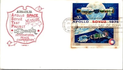 FDC 1975 SC #1569-A972 Art Pages Cachet - KSC, FL - Pair - F61196 - Image 1 of 2