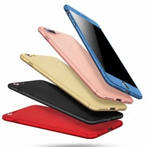 360° Hybrid Hard Thin Case Tempered Glass Cover for Apple iPhone 6 6s 7 Plus 8 X - Picture 1 of 19