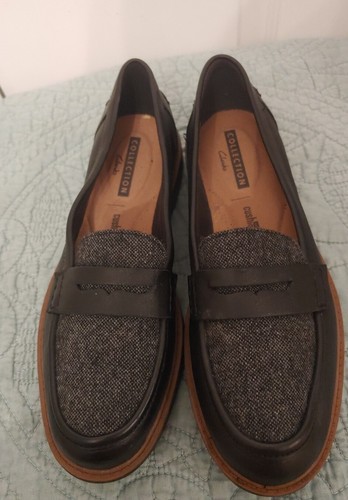 Mocassini donna Clarks Collection Raisie Eletta Penny nero tweed taglia US 7 5 M