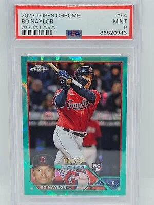 2023 Topps Chrome Bo Naylor Aqua 熔岩折射器 /199 #54 Guardians RC PSA 9 — 第 1/3 张图片