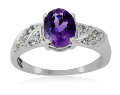 Anillo de compromiso solitario con detalles 2,05 quilates azul forma ovalada fino en plata 935 Foto 1 de 3