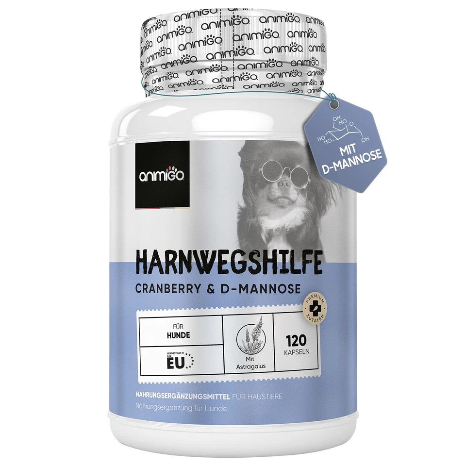 ANIMIGO Harnwegshilfe für Hunde & Welpen - 120 Tabletten - Urinary aid mit Cranberry
