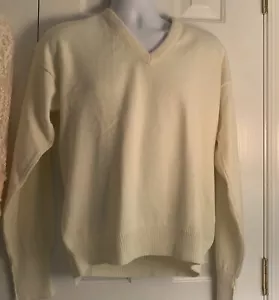 Vintage Royal Jeff Pullover Herren großer Strick 100 % DuPont Orlon 89er V-Ausschnitt Elfenbein Neu ohne Etikett - Bild 1 von 7