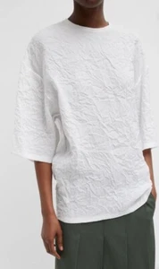 New Tibi XL Crinkle Shirting Easy T Shirt White Oversized Crinkled Modern NWT - Imagen 1 de 16