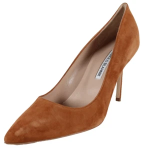 MANOLO BLAHNIK $865 Tan Suede BB Stiletto High Heels Pumps 39 - Picture 1 of 10