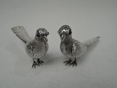 Antique Boxes Figural Animals Game Birds Spice Animal European Sterling Silver Cover