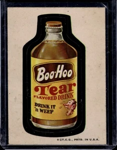 Adesivo Topps 1973 Wacky Packages 2a serie Boo-Hoo Tear Drink Tan Back - Foto 1 di 2