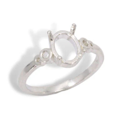 (6x4mm - 9x7mm) Oval "O" Design Sterling .925 Ring Setting (Size 4-11 ) - Image 1 of 2