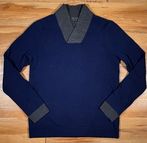 Rag & Bone Navy Blue Gray Color Block Cowl Neck 100% Wool Knit Sweater S - Picture 1 of 8