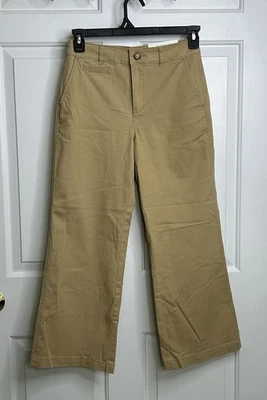 LOFT The Monroe Wide Leg Cropped Pant Women’s 4P Petite Sand Tan Khaki Color - Image 1 of 4