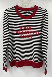 New Karl Lagerfeld Paris Women's Multicolor Black White Striped Sweater Medium - Picture 1 of 6