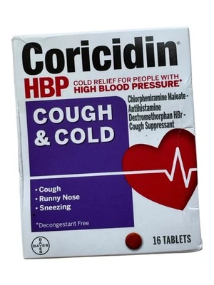 Coricidin HBP Cough & Cold Relief Tablets - 16 Count - Ex: 2/26 - Image 1 of 4