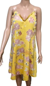 Loft Racerback Sun Dress Size 8 Yellow Floral Spaghetti Strap Ruffle Fairy Y2K - Picture 1 of 9
