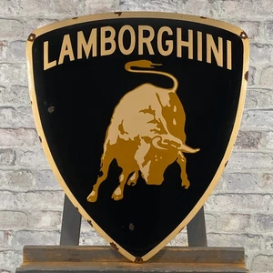 LAMBORGHINI Enamel Sign 23.6x20.9" (60x53cm) Nice Rare Collector Garage Car Sign - Picture 1 of 17
