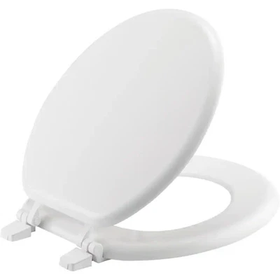 NEW Round Closed Front Enameled Wood Toilet Seat in White Durable & Wood Finish - Image 1 of 4