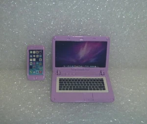 Barbie Größe Faux Lap Top Computer & Handy ~ * ~ Lavendel ~ * ~ Sehr guter Zustand - Bild 1 von 6