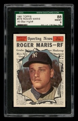 1961 Topps Set-Break #576 Roger Maris All Star SGC 8 casi nuevo/como nuevo Foto 1 de 3