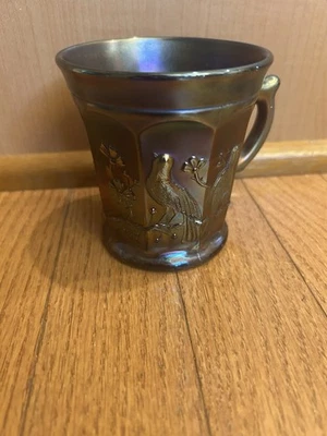 Nothwood Carnival Glass Iridescent Amethyst Singing Birds Mug - Image 1 of 4