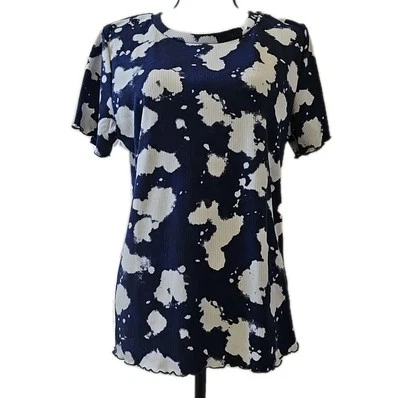 Top informal de manga corta acanalado acanalado azul y blanco para mujer XL de Lularoe Foto 1 de 4