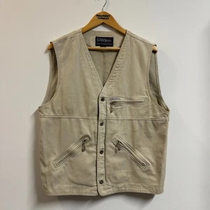 Vintage Santoryo Men's Canvas Vest Beige Size Large 90s - Picture 1 of 7