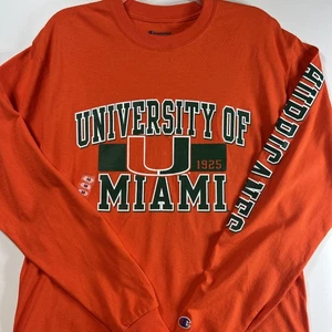 Miami Hurricanes Shirt Erwachsene Medium Orange Langarm Champion - Bild 1 von 8