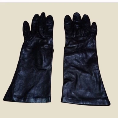 Fownes Vintage Black Long Leather Driving Gloves Size 7 - Image 1 of 4