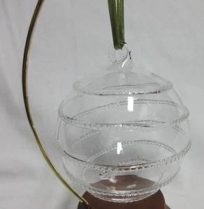 De Colección Adorno Redondo Vidrio Transparente con Remolino 3D Transparente Patrón Vidrio Soplado a Mano 4" - Imagen 1 de 3