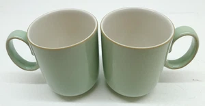 Denby Mugs x2 Heritage Orchard Light Green With C Shape Handle 8cm Diameter - Picture 1 of 6