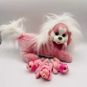 Puppy Surprise Plush Pink White Mommy Dog w/ 3 Babies Puppies Stuffed Animal Toy - Picture 1 of 9