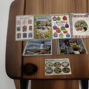 6-BIRTHDAY Collect Greeting Paper Cards by Salesian Mission w/ 6-Matching Seals - Picture 1 of 14