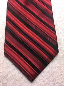 MURANO MENS TIE RED BLACK BURGUNDY STRIPED 3.75 X 61 NWOT - Picture 1 of 4