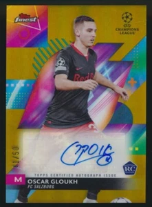 2023 Topps Finest UCL NOVATO AUTÓGRAFO ORO RC AUTO/50 OSCAR GLOUKH Salzburgo - Imagen 1 de 2