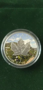 2016 Canadian Maple Leaf Panda Privy 1oz 9999 Silver Coloured Coin - Picture 1 of 4