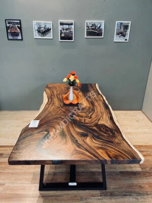 Epoxy Resin Dining Coffee Table Top Custom Design Live Edge Table Christmas Deco - Image 1 of 4
