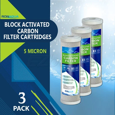 3PK- 9.875" x 2.5" Coconut Shell Carbon Block Water Filter for Whole house & RO - Image 1 of 4