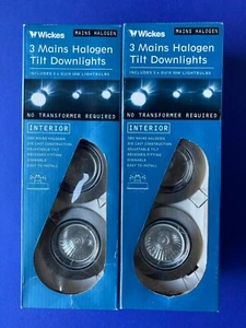 x2 Wickes 3 Main Halogen Tilt Downlights includes 3 x GU10 50 W Lightbulbs - Picture 1 of 5