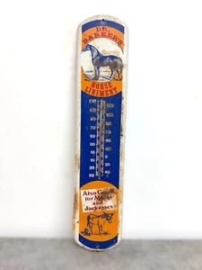 Vintage Dr Barker's Horse Liniment Farm Animal Advertising Thermometer Tall Sign - Picture 1 of 5